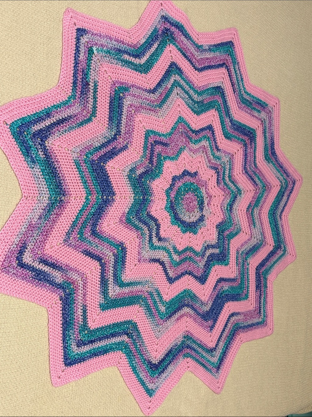 Handmade Starburst Crochet Baby Blanket or Wall Art